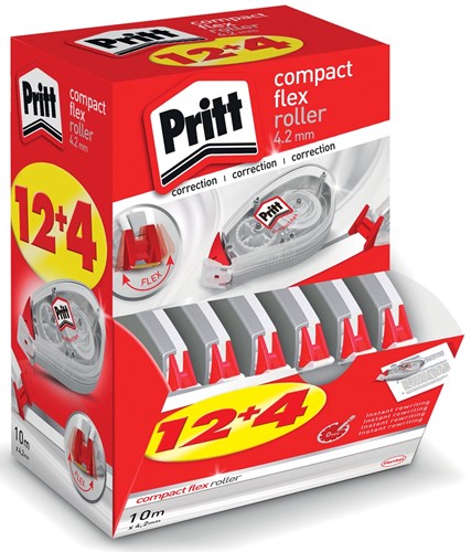 Pritt correctieroller Compact Flex 4,2 mm x 10 m, doos 12 + 4 gratis 16 Stuk