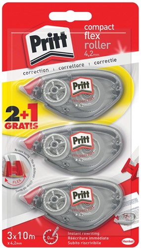 Pritt correctieroller Compact Flex 4,2 mm x 10 m, blister 2 + 1 gratis 3 Stuk
