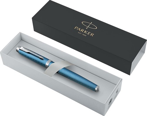 Parker IM Premium vulpen, fijn, in giftbox, blue (blauw/zilver)-1