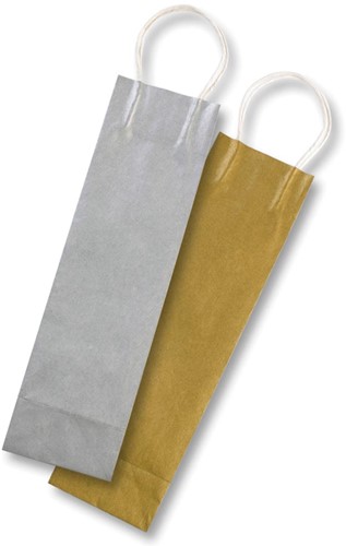 Folia papieren kraft zak voor flessen, 110 g/m², goud en zilver, pak van 6 stuks