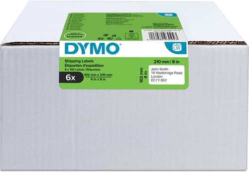 Dymo etiketten LabelWriter ft 102 x 210 mm (DHL), wit, doos van 6 x 140 etiketten 6 Rol