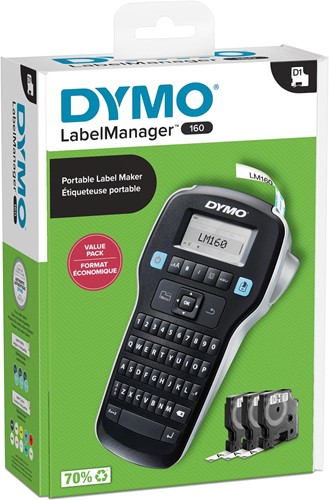 Dymo LabelManager 160 Value Pack: 1 x LabelManager 160P + 3 x ruban D1, qwerty