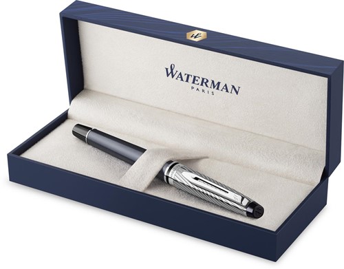 Waterman stylo plume Expert Deluxe, moyenne, gris métallique CT, en boîte cadeau
