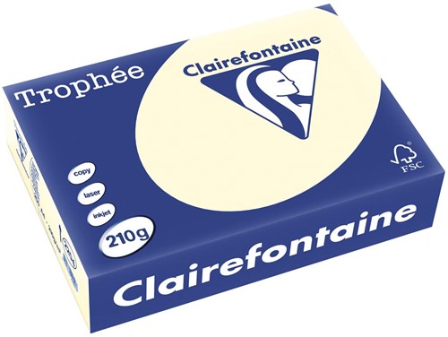 Clairefontaine Trophée Pastel, gekleurd papier, A4, 210 g, 250 vel, crème