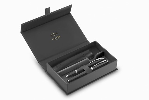 Parker IM vulpen en balpen, duoset, giftbox en etui, zwart