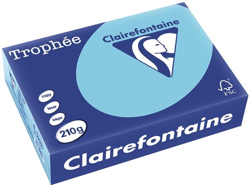 Clairefontaine Trophée Pastel, papier couleur, A4, 210 g, 250 feuilles, bleu vif