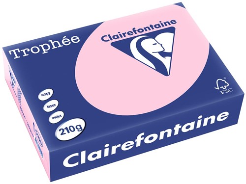 Clairefontaine Trophée Pastel, gekleurd papier, A4, 210 g, 250 vel, roze