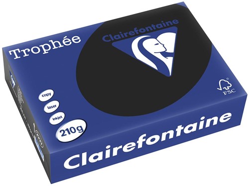 Clairefontaine Trophée Pastel, papier couleur, A4, 210 g, 250 feuilles, zwart