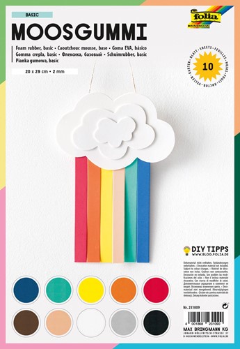 Folia caoutchouc mousse paquet de 10 feuilles en 10 couleurs assorties