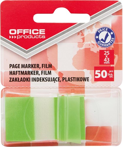 OFFICE Products index, 43 x 25 mm, blister van 50 tabs, groen