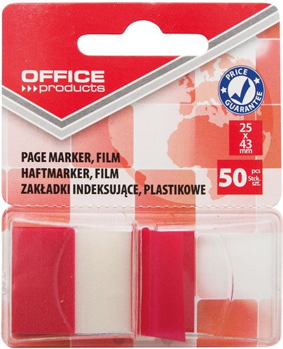 OFFICE Products index, 43 x 25 mm, blister van 50 tabs, rood