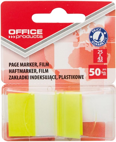 OFFICE Products index, 43 x 25 mm, blister van 50 tabs, geel