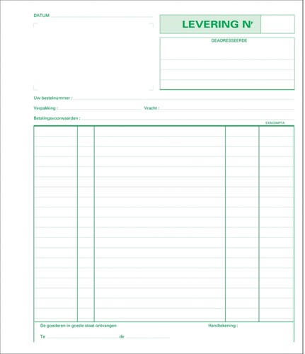 Exacompta leveringen, ft 21 x 18 cm, tripli (50 x 3 vel), Nederlandstalig