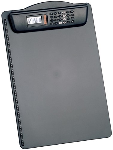 MAUL klemplaat hard kunststof met calculator A4 staand zwart