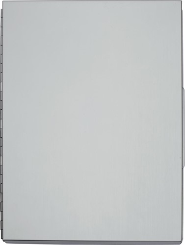 MAULassist porte-bloc A4 alumnium portrait avec compartiment de rangement, ouvert à gauche