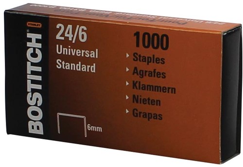 Bostitch agrafes 24-6-1MGAL, 6 mm, boîte de 1000 agrafes