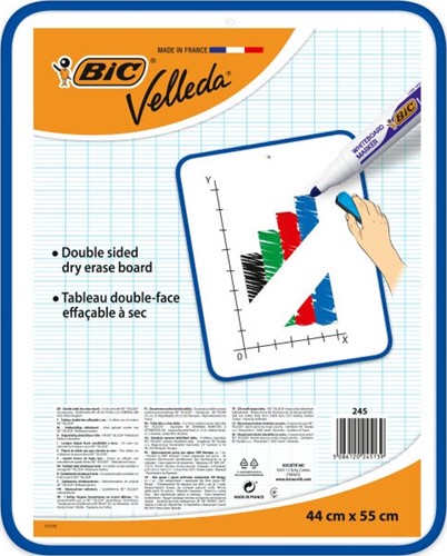 Bic Velleda whiteboard, ft 44 x 55 cm, droog uitwisbaar, dubbelzijdig en onbedrukt aan beide kanten