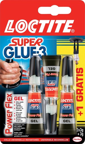 Loctite colle instantanée Power Flex 3 g, 2 + 1 gratuit, sous blister