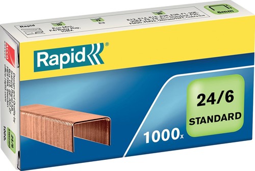 Rapid Nietjes 24/6, koper, doos van 1.000 nietjes 1000 Stuk