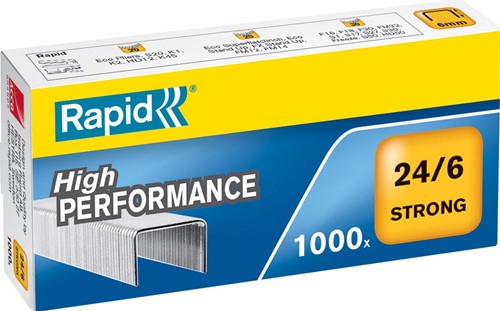 Rapid Agrafes 24/6, galvanisées, strong, boîte de 1.000 agrafes 1000 Stuk