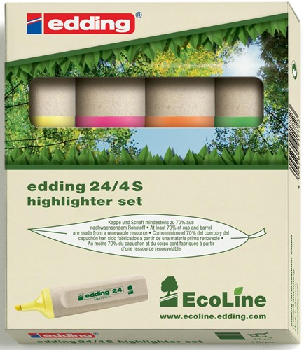 Edding surligneur Ecoline e-24 étui de 4 pièces en couleurs assorties
