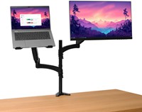 Trust Mara monitorarm, dubbele arm met 1 laptoparm, zwart-2