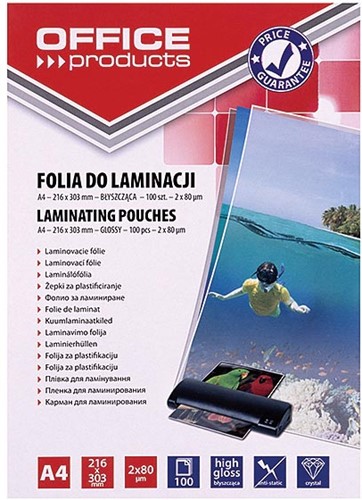 OFFICE products lamineerhoes ft A4, 160 micron (2 x 80 micron), pak van 100 stuks