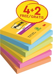 Post-it Super Sticky notes Carnival, 90 feuilles, ft 76 x 76 mm, 4 + 2 GRATUIT 6 Stuk