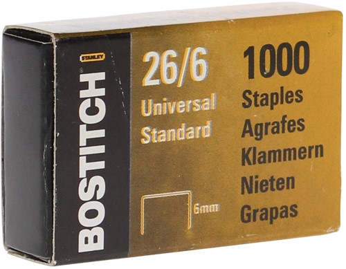 Bostitch agrafes 6 mm, galvanisées, boîte de 1000 agrafes