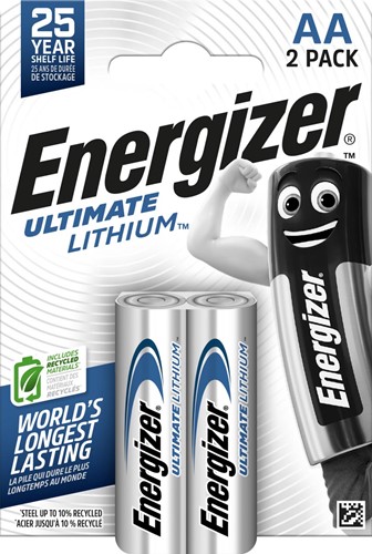 Energizer piles Lithium AA, blister de 2 pièces