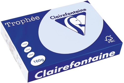 Clairefontaine Trophée Pastel, gekleurd papier, A4, 160 g, 250 vel, azuurblauw