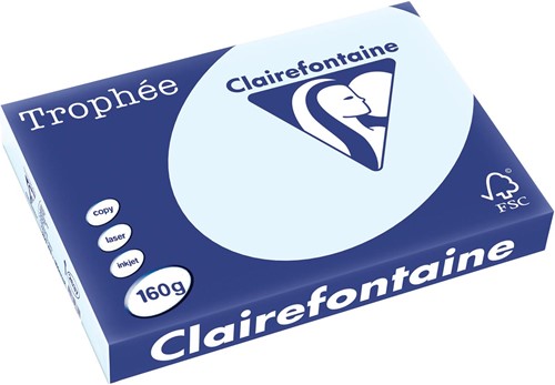 Clairefontaine Trophée Pastel, gekleurd papier, A3, 160 g, 250 vel, azuurblauw