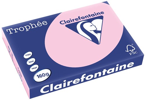 Clairefontaine Trophée Pastel, gekleurd papier, A3, 160 g, 250 vel, roze