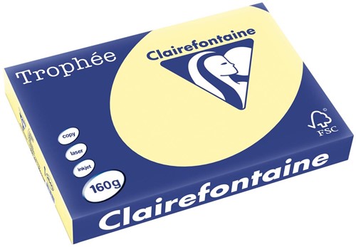Clairefontaine Trophée Pastel, gekleurd papier, A3, 160 g, 250 vel, kanariegeel