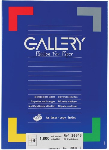 Gallery witte etiketten ft 66 x 46,6 mm (b x h), ronde hoeken, doos van 1.800 etiketten