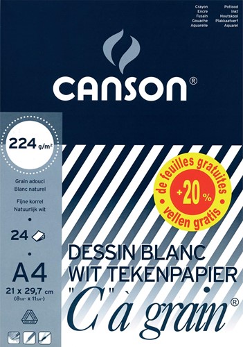 Canson bloc de dessin C à grain® ft A4, papier de 224 g/m²