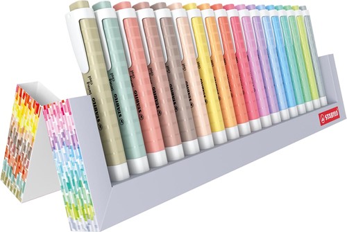 STABILO SWING COOL naturecolor markeerstift,geassorteerde kleuren, deskset van 18 stuks