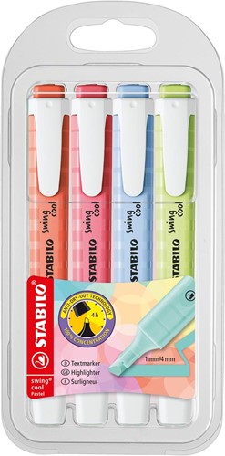 STABILO swing cool pastel surligneur, étui de 4 pièces