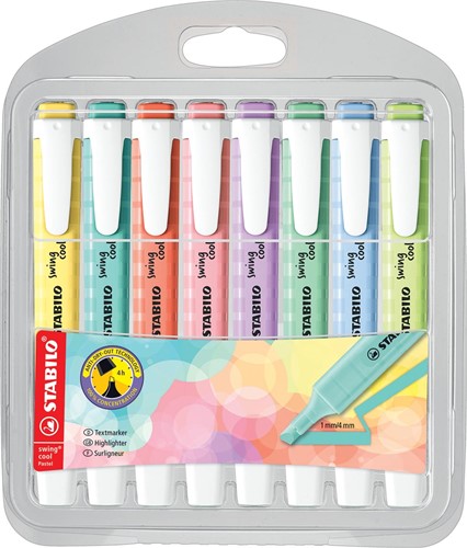 STABILO swing cool pastel surligneur, étui de 8 pièces