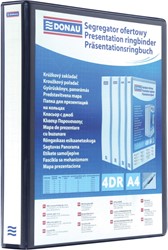 DONAU personaliseerbare ringmap, PP, ft A4, 4 D-ringen van 30 mm, zwart