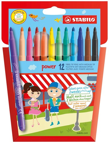 STABILO power feutre, étui de 12 pièces en couleurs assorties 12 Stuk