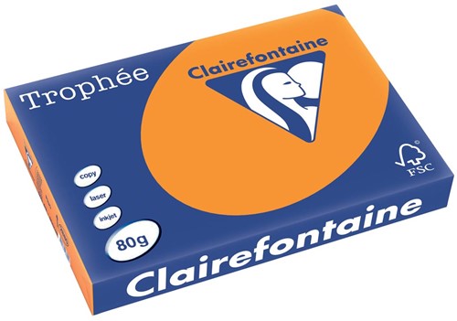Clairefontaine Trophée Pastel, gekleurd papier, A3, 80 g, 500 vel, fluo oranje