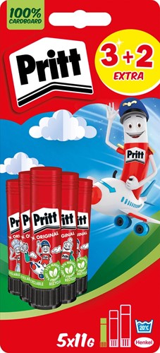 Pritt Original bâton de colle, 11 g, 3 + 2 gratuit, sous blister