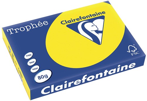 Clairefontaine Trophée Pastel, gekleurd papier, A3, 80 g, 500 vel, fluogeel