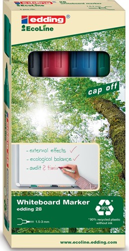 Marqueur pour tableaux blancs Ecoline e-28, étui de 4 pièces en couleurs assorties 4 Stuk