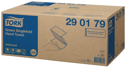 Tork essuie-mains en papier Advanced, 2 plis, 250 feuilles, système H3, vert, paquet de 15 pièces 15 Stuk