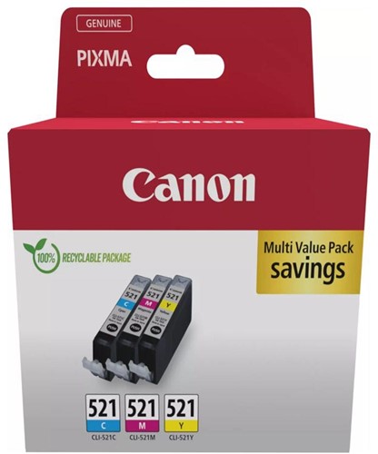 Canon cartouche d'encre CLI-521, 446 pages, OEM 2934B016, 3 couleurs