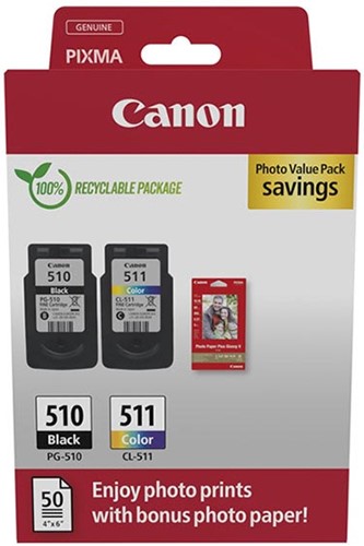 Canon cartouche d'encre PG-510 en CL-511, 220 pages, OEM 2970B017, 4 couleurs