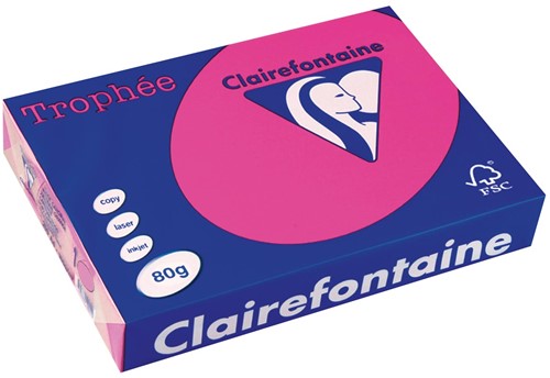 Clairefontaine Trophée Intens, papier couleur, A4, 80 g, 500 feuilles, rose fluo