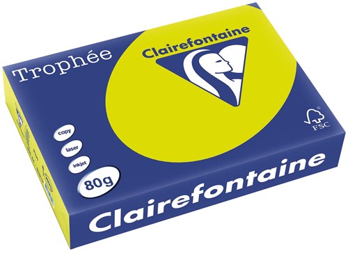 Clairefontaine Trophée Intens, papier couleur, A4, 80 g, 500 feuilles, vert fluo